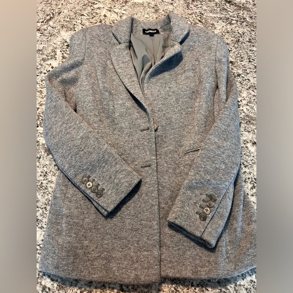 le chateau Women's Grey Wool Blend Blazer Coat